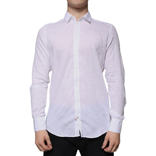 Dolce & Gabbana White Cotton Slim Fit Men Formal Dress Shirt TSH86478-39