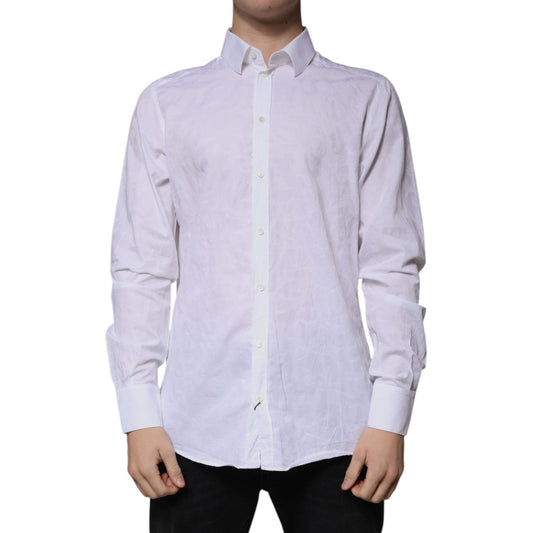 Dolce & Gabbana White Cotton Slim Fit Men MARTINI Dress Shirt TSH86486-41