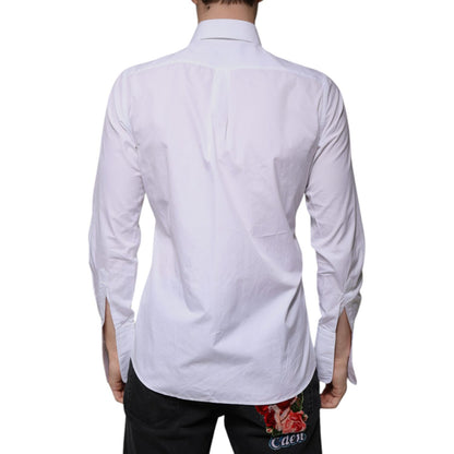 Dolce & Gabbana White Bib Cotton Poplin GOLD Men Formal Shirt