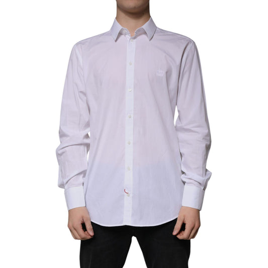 Dolce & Gabbana White Cotton Slim Fit MARTINI Dress Shirt TSH86496-42