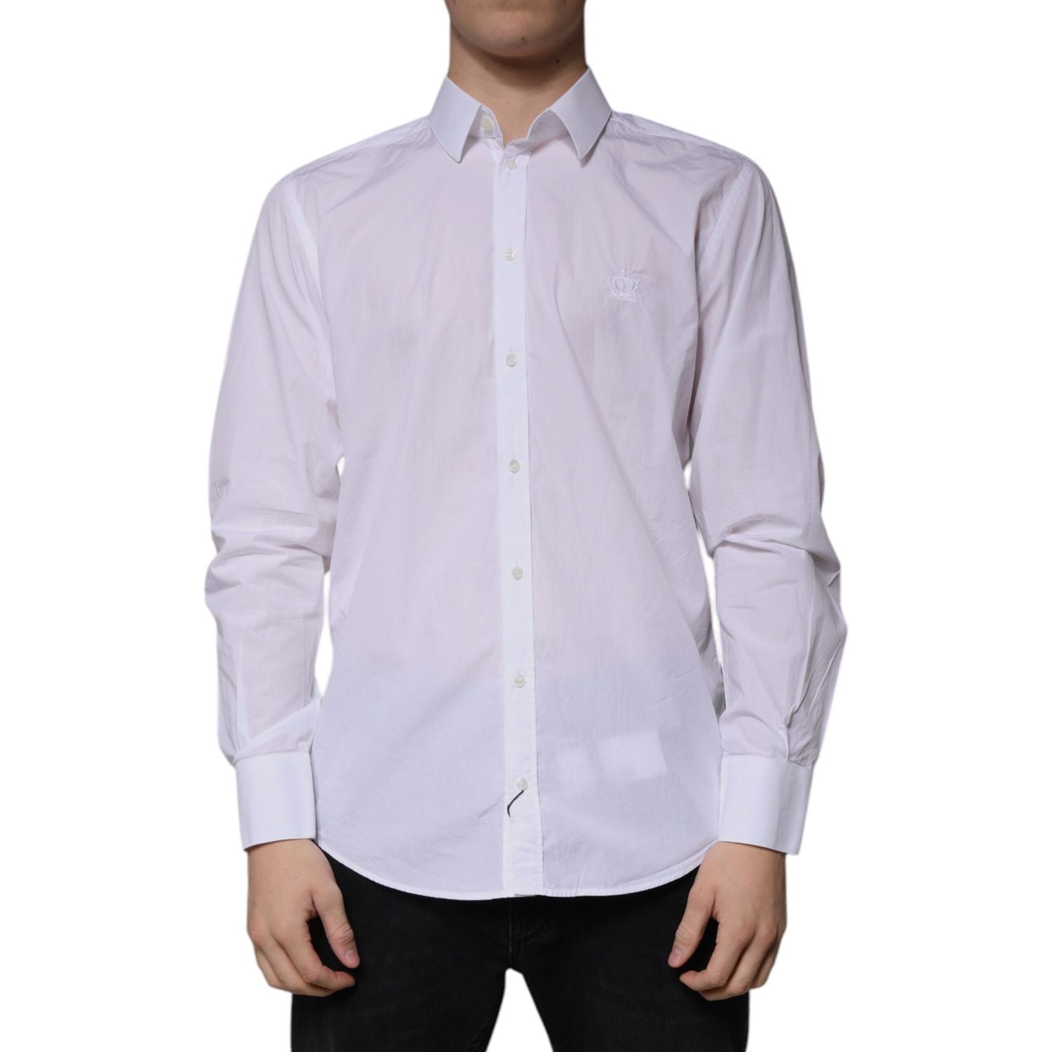 Dolce & Gabbana White Cotton Slim Fit MARTINI Men Dress Shirt