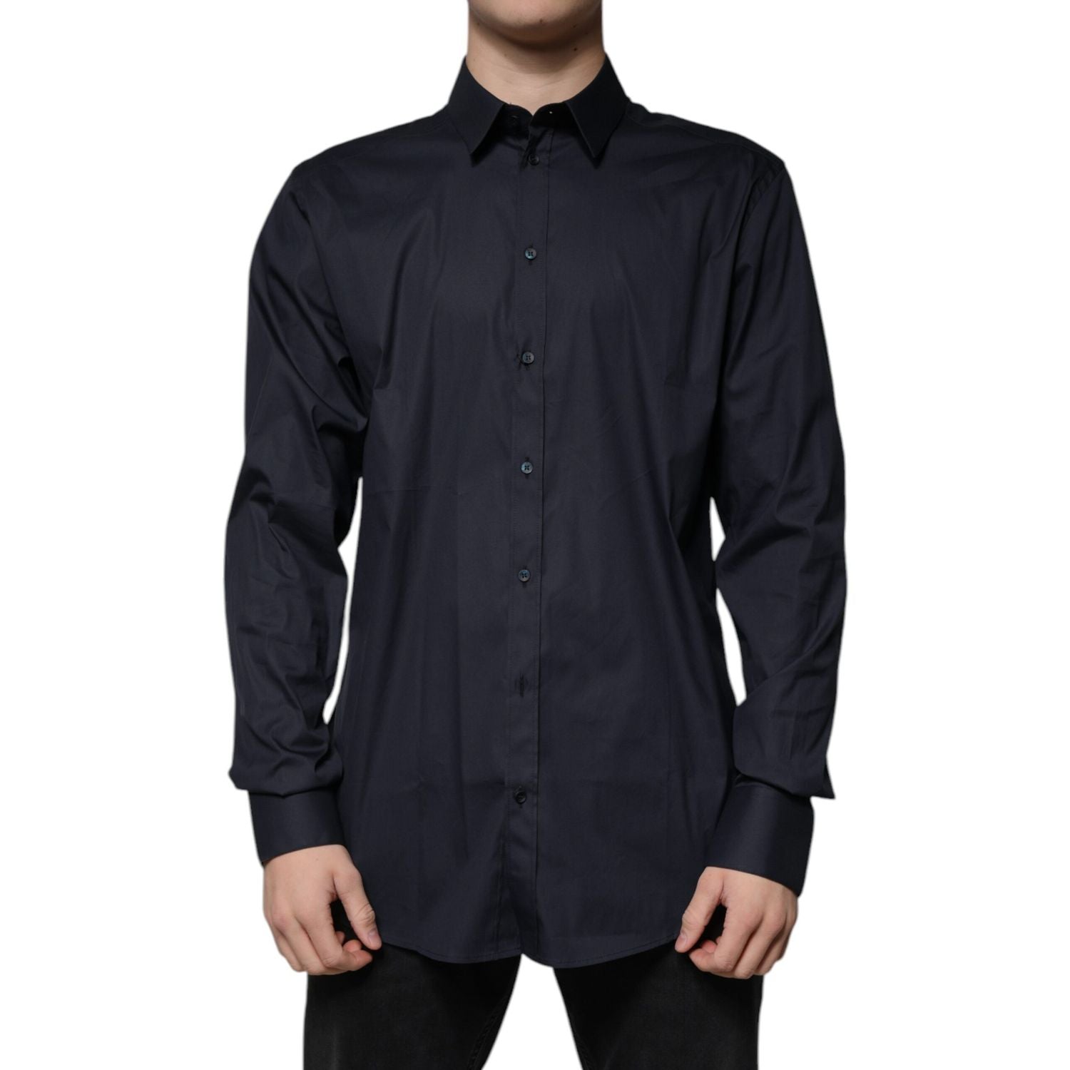 Dolce & Gabbana Black Cotton Blend Formal GOLD Dress Shirt
