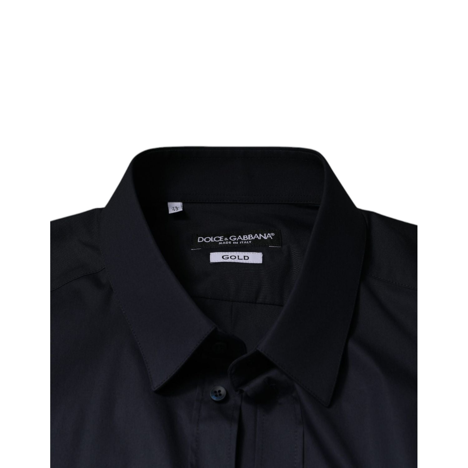 Dolce & Gabbana Black Cotton Blend Formal GOLD Dress Shirt