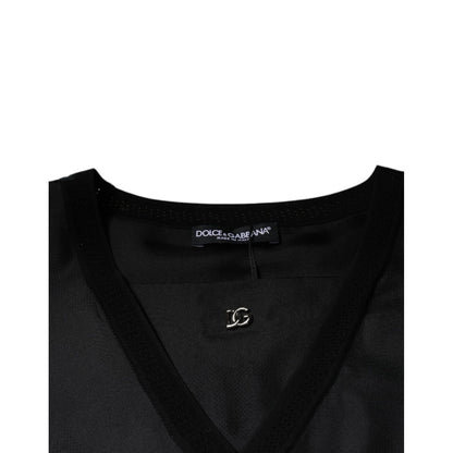 Dolce & Gabbana Black Cotton Square Neck Short Sleeve T-shirt