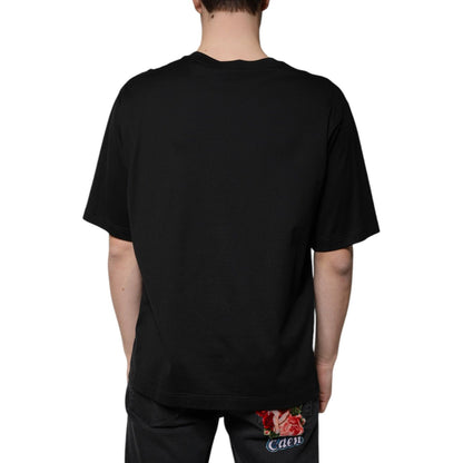 Dolce & Gabbana Black Cotton Crew Neck Short Sleeves T-shirt