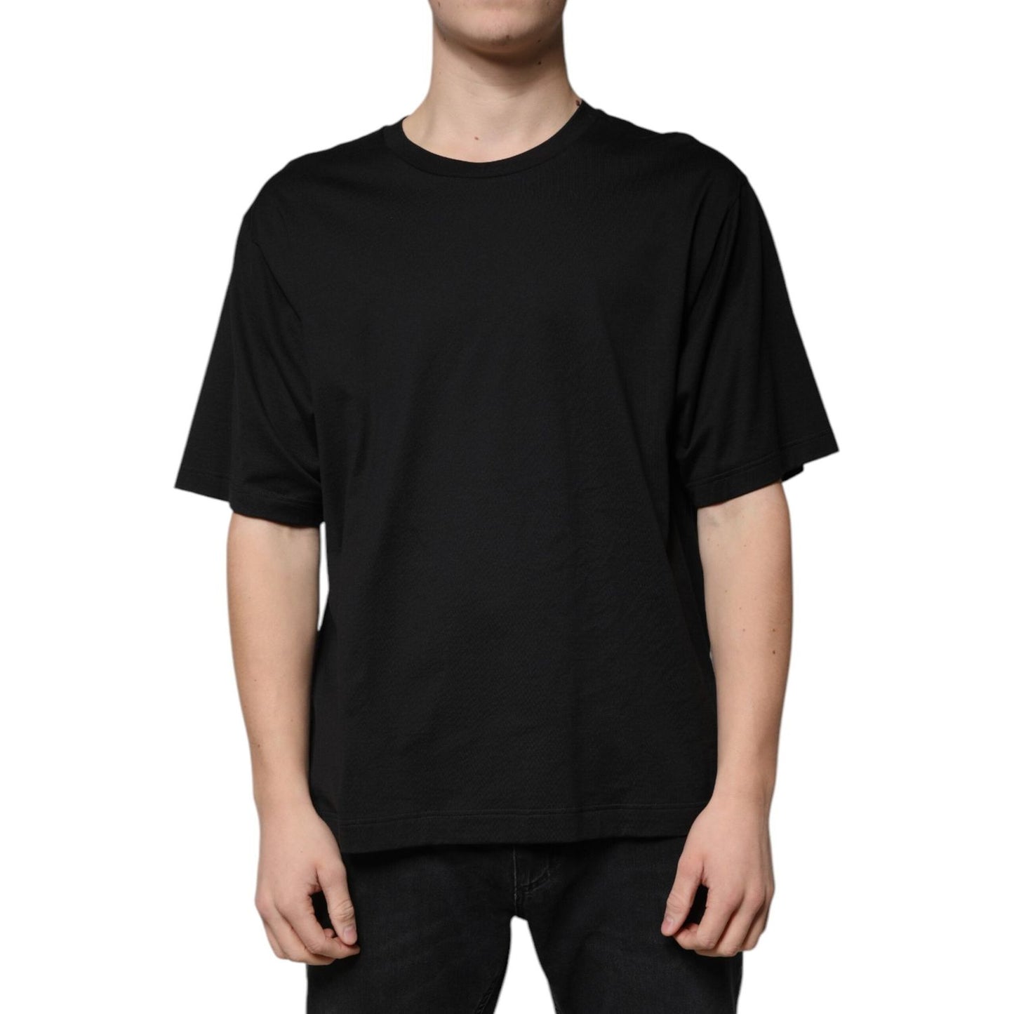 Dolce & Gabbana Black Cotton Crew Neck Short Sleeves T-shirt TSH87324-52