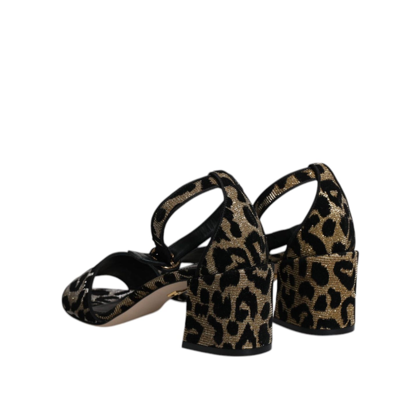 Dolce & Gabbana Gold Leopard Lurex Ankle Strap Heels Sandals Shoes