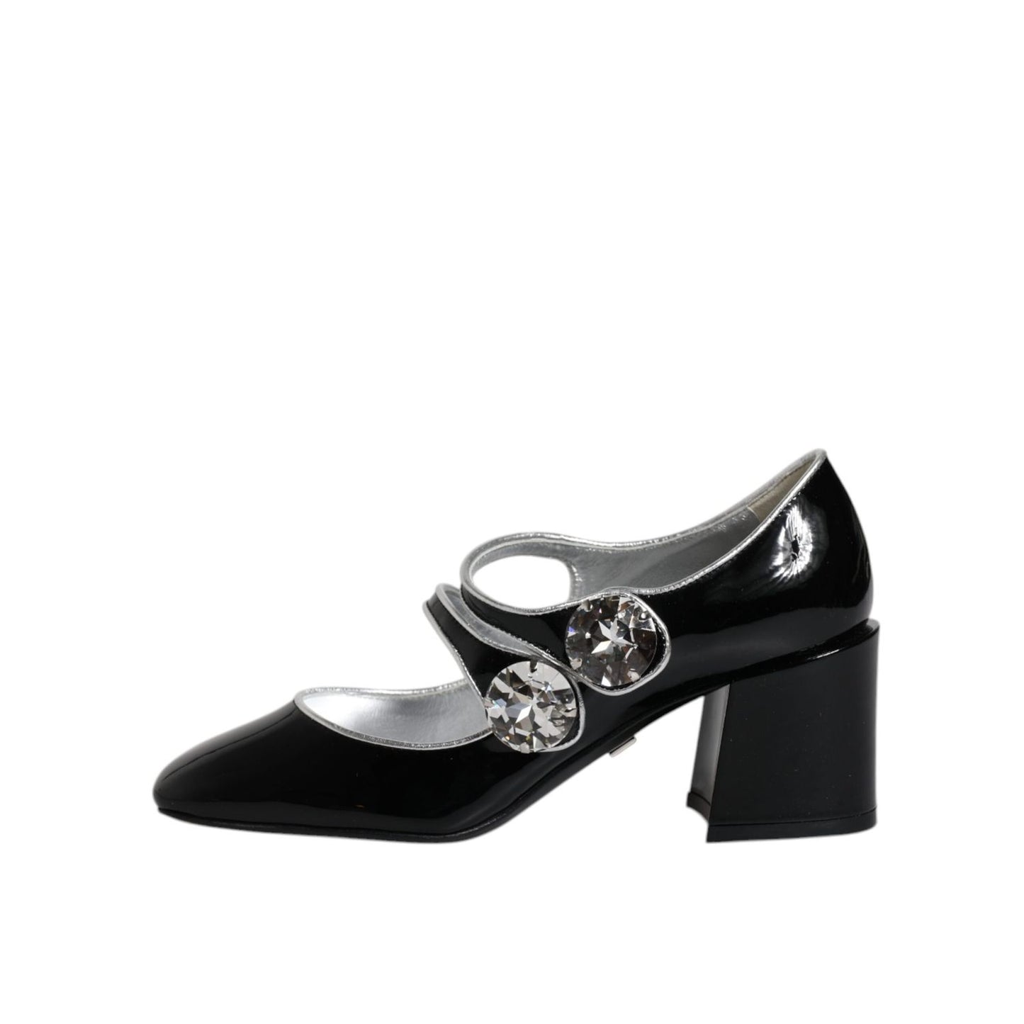 Dolce & Gabbana Black Patent Leather Crystal Mary Jane Pumps Shoes