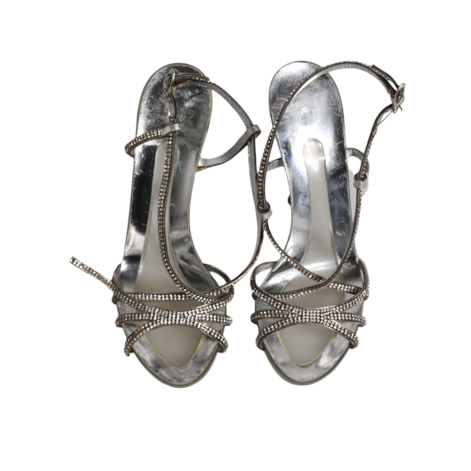 Dolce & Gabbana Silver Crystal Slingback KEIRA Sandals Shoes