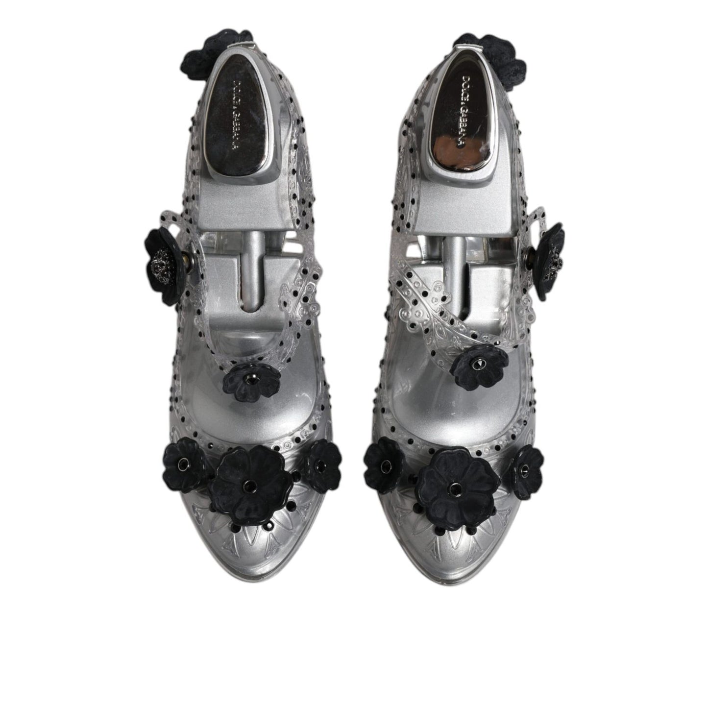 Dolce & Gabbana Clear Floral Crystal CINDERELLA Heels Shoes