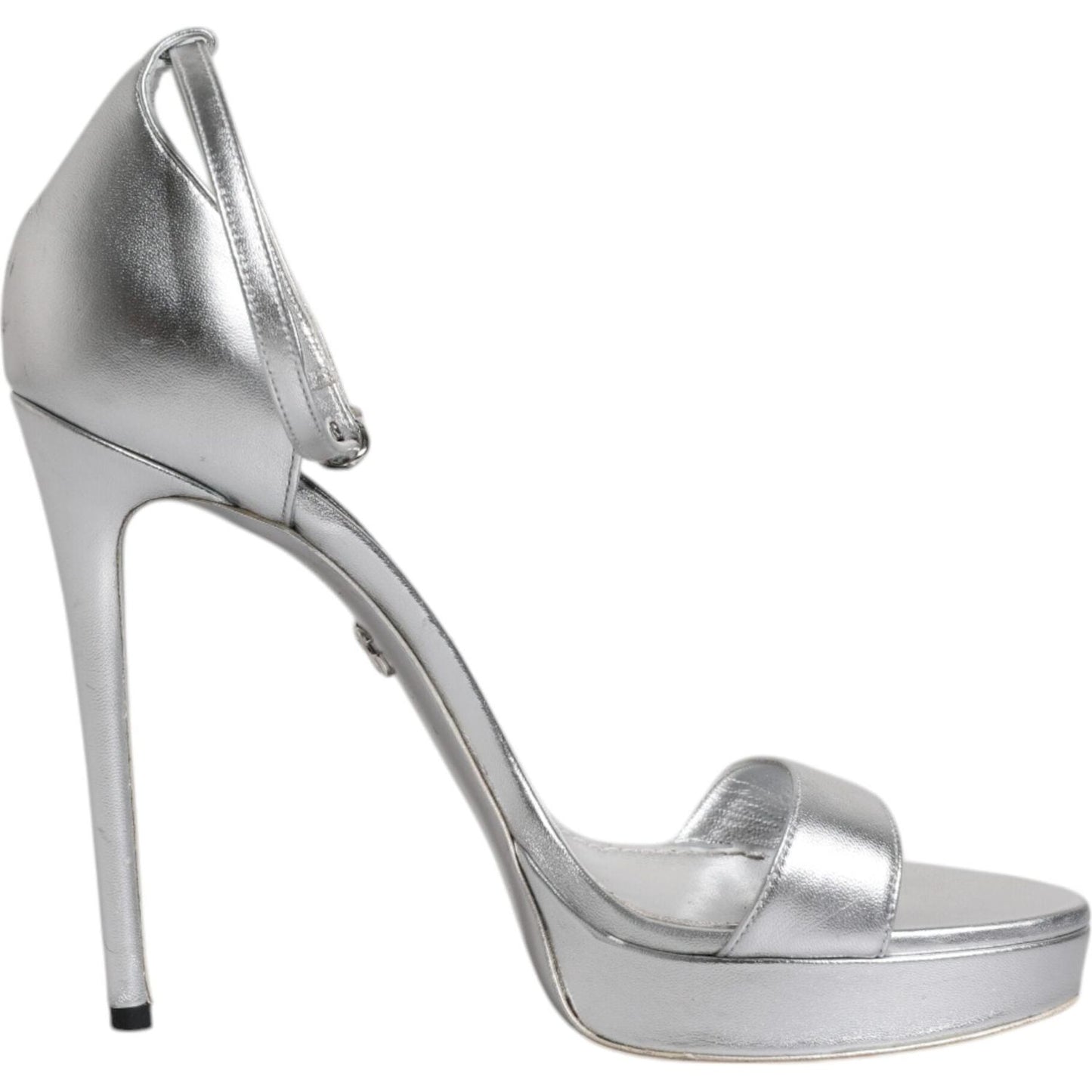 Dolce & Gabbana Silver Leather Platform Keira Sandals Shoes