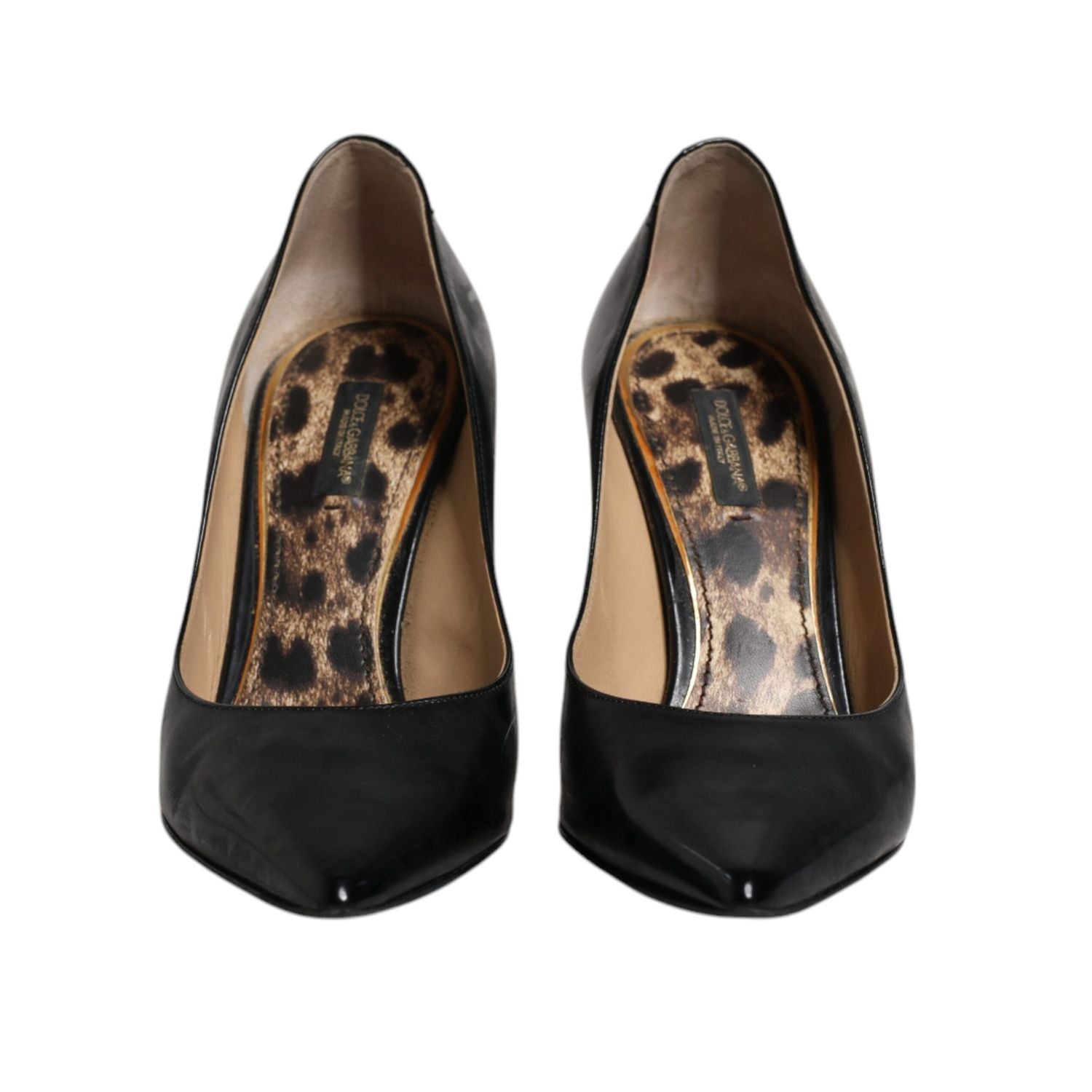 Dolce & Gabbana Black Calf Leather Stiletto Heels Pumps Shoes