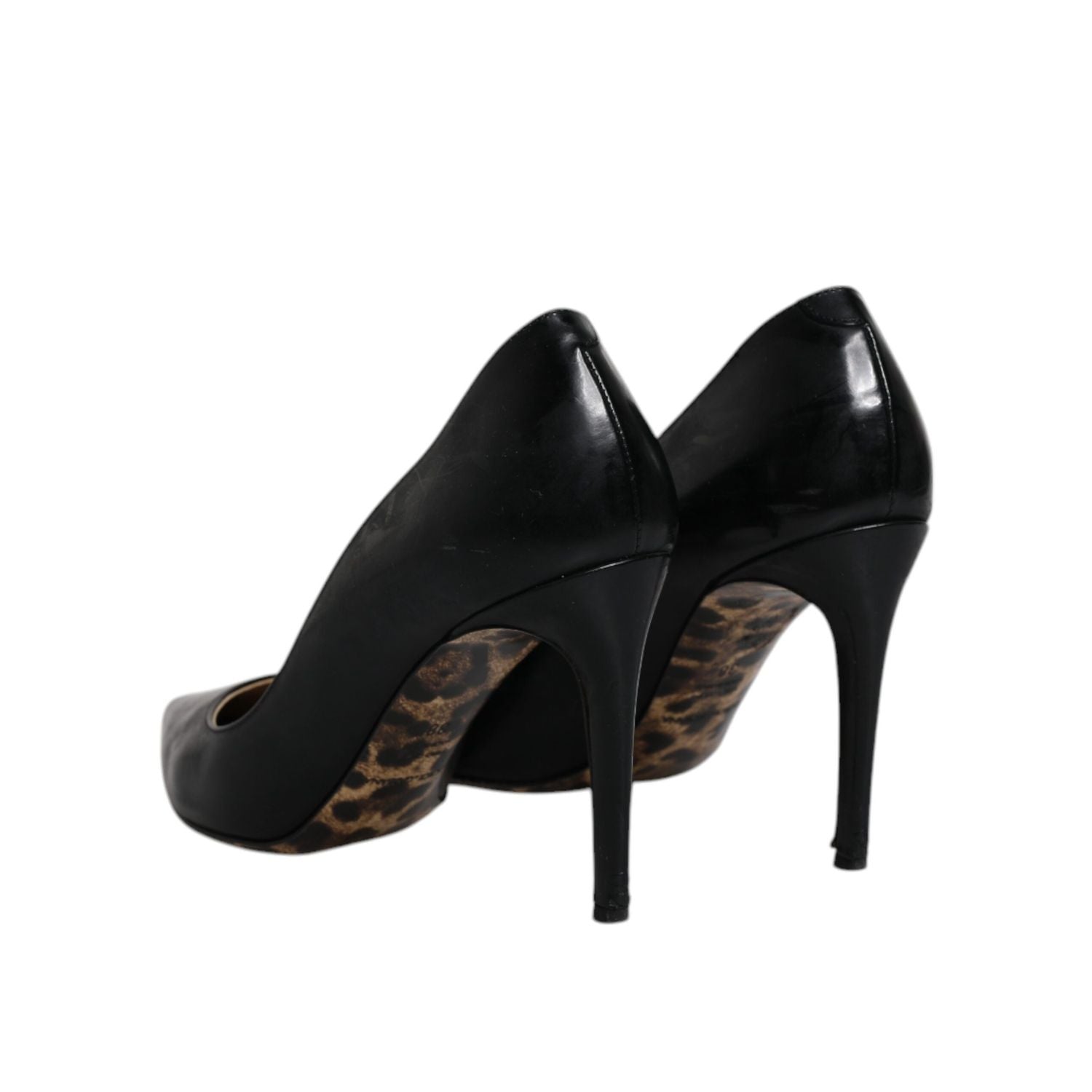Dolce & Gabbana Black Calf Leather Stiletto Heels Pumps Shoes