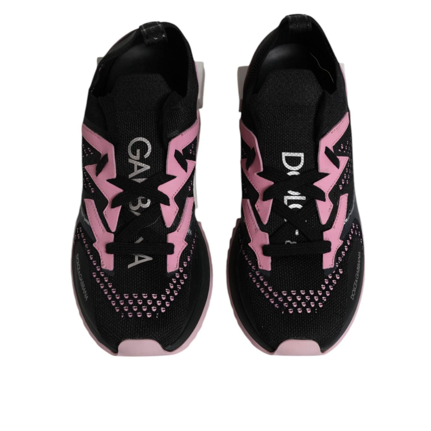 Dolce & Gabbana Black Pink SORRENTO Sport Stretch Sneakers Shoes
