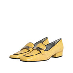 Dolce & Gabbana Yellow Leather Logo Plaque Slip On Mocassin Shoes