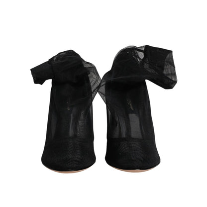 Dolce & Gabbana Black Nylon Mesh Sock Style Boots Shoes