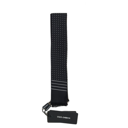 Dolce & Gabbana Dark Blue Polka Dotted Silk Scarf