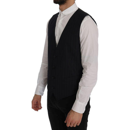 Dolce & Gabbana Blue Wool Stretch Vest