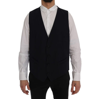 Dolce & Gabbana Blue STAFF Wool Stretch Vest