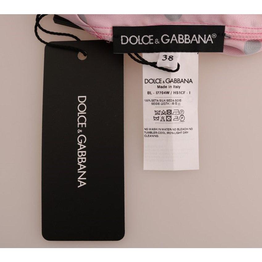 别致的粉红色波尔卡圆点丝绸衬衫