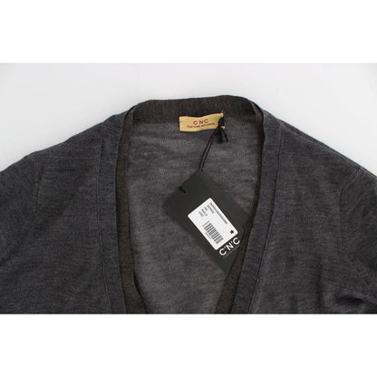 Costume National Gray Wool Button Cardigan Sweater