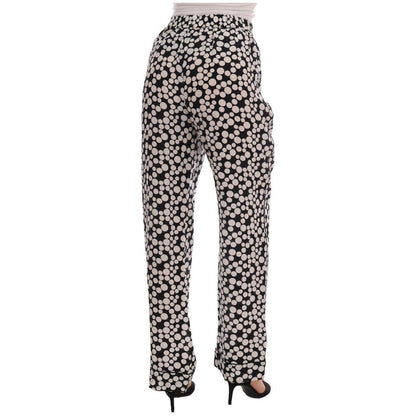 Dolce & Gabbana Black White Polka Dottes Silk Pants Jeans & Pants