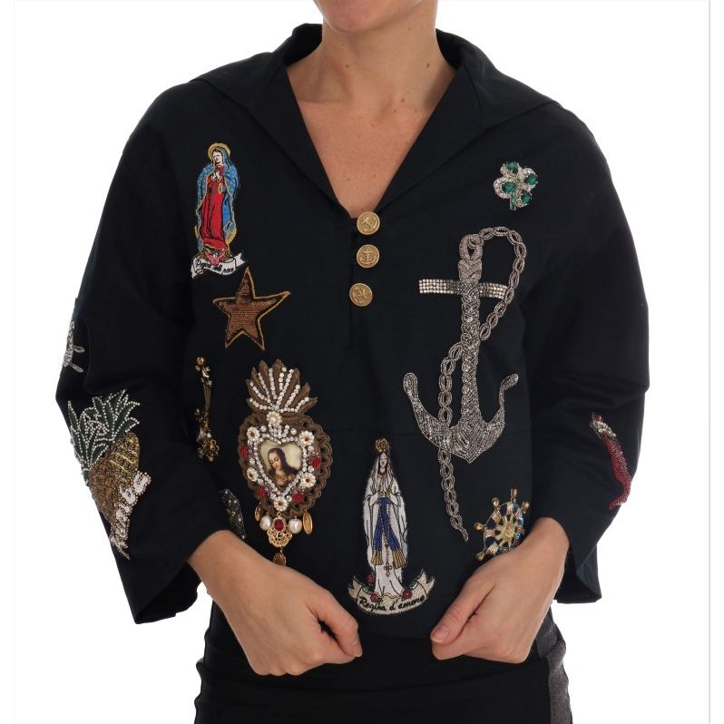 Dolce & Gabbana Blue Crystal MAMMA Sicily Jacket