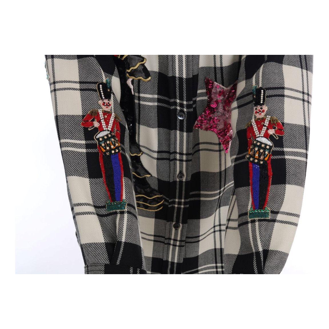 Dolce & Gabbana Black White Fairy Tale Crystal Shirt