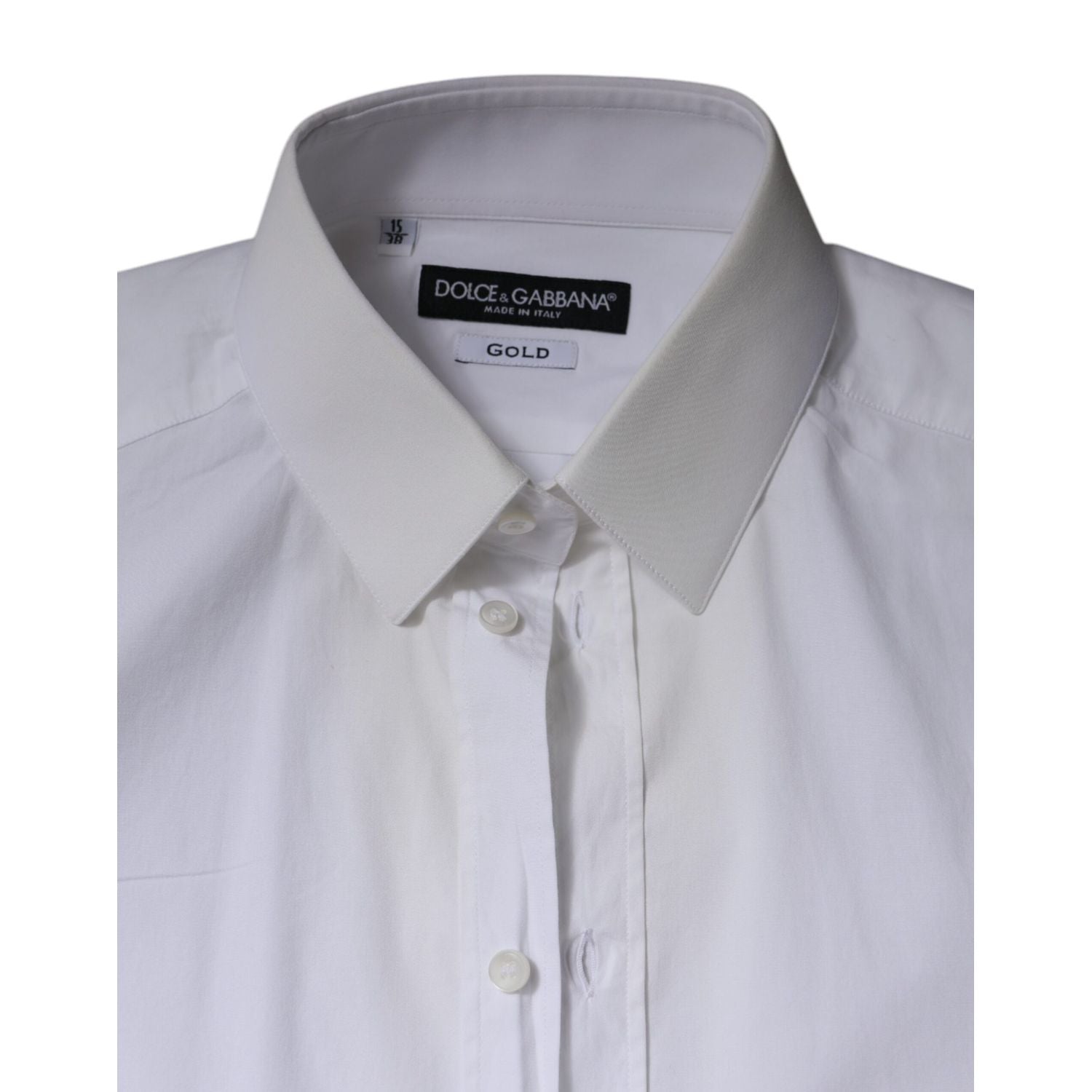 Dolce & Gabbana White Cotton Formal Men GOLD Dress Shirt