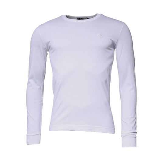 Dolce & Gabbana White Crown Crew Neck Cotton Pullover Sweater TSH87421-44
