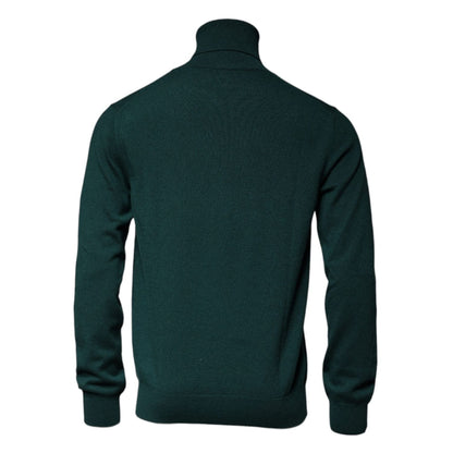 Dolce & Gabbana Green Cashmere Turtleneck Men Pullover Sweater