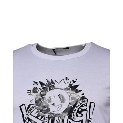 Dolce & Gabbana White Panda King Cotton Crew Neck T-shirt