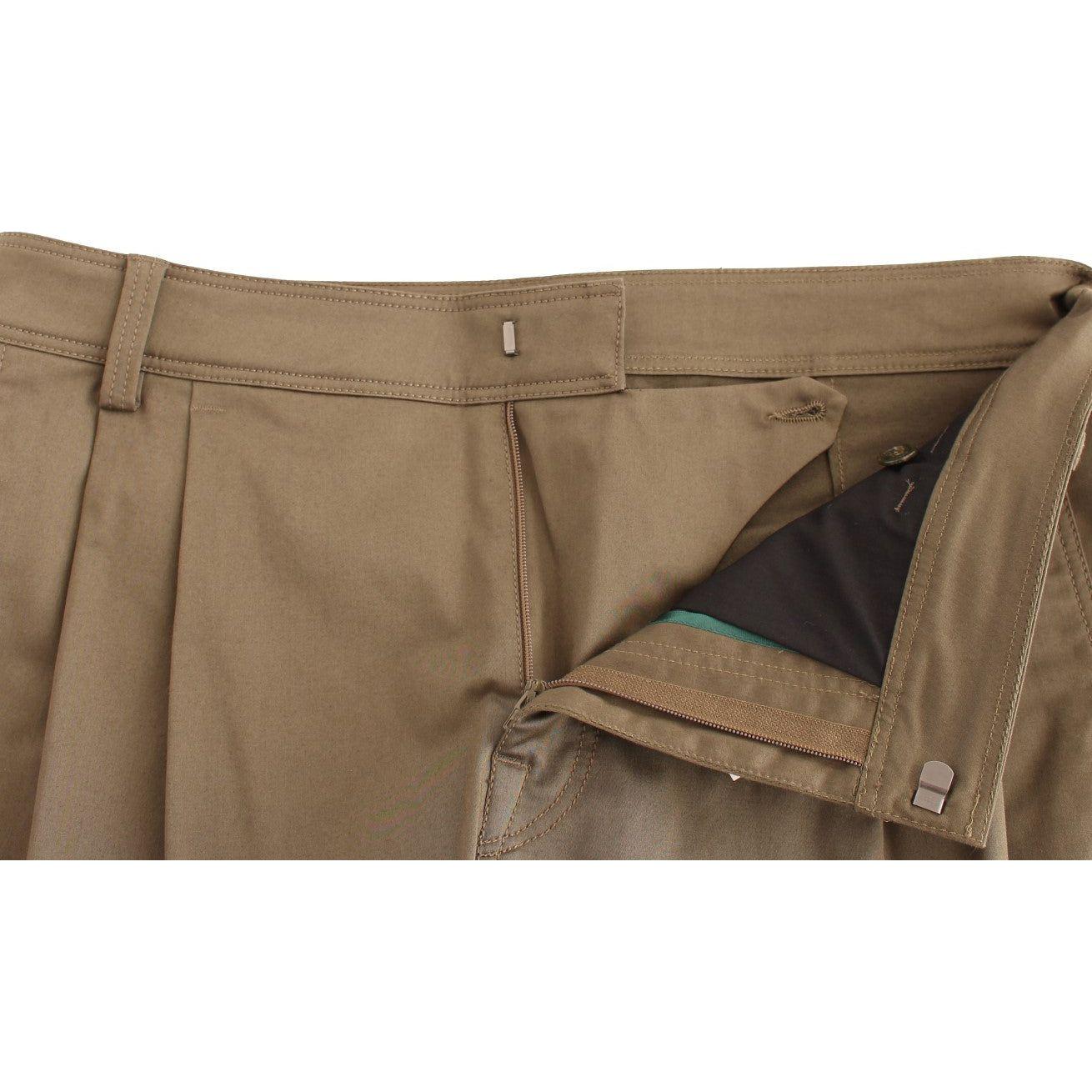 GF Ferre Green Cotton Stretch Comfort Fit Pants