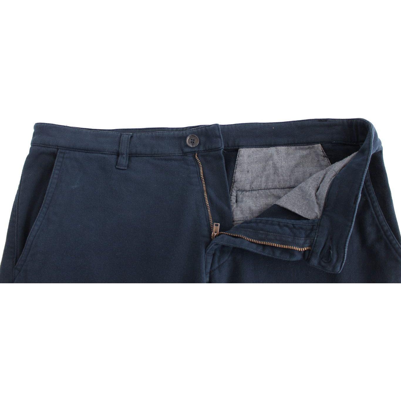 GF Ferre Blue Stretch Straight Fit Pants Chinos