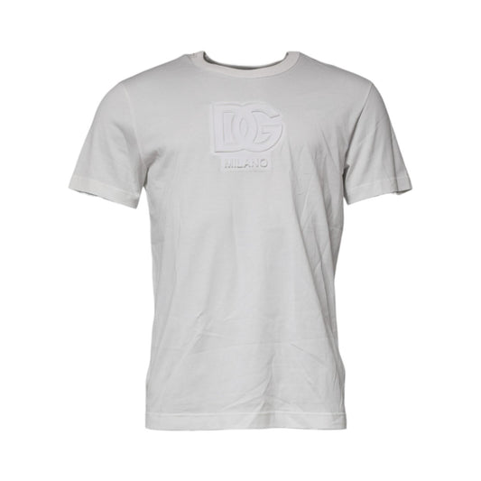Dolce & Gabbana White DG Logo Cotton Crew Neck T-shirt