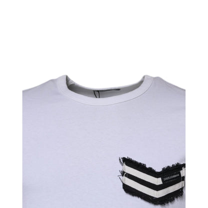Dolce & Gabbana White Stripes Crew Neck Short Sleeves T-shirt