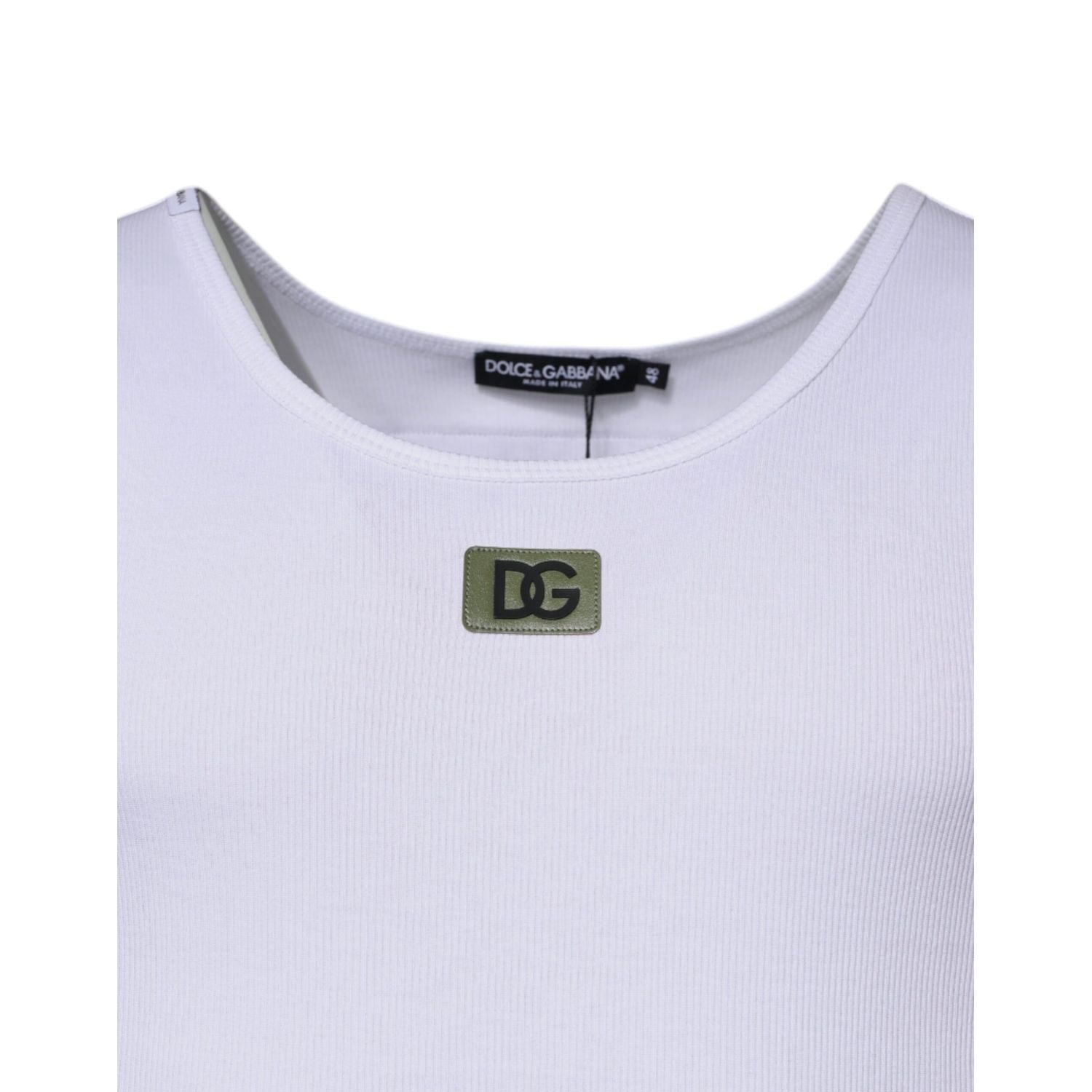 Dolce & Gabbana White Cotton Round Neck Sleeveless T-shirt