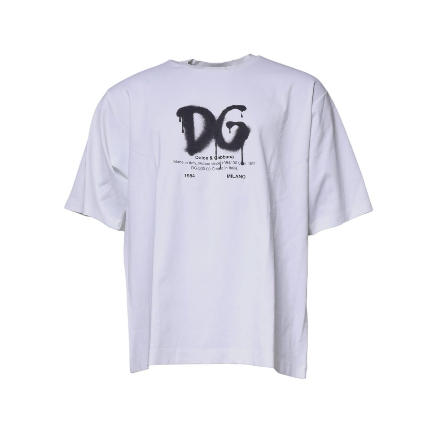 Dolce & Gabbana White DG Logo Cotton Crew Neck T-shirt