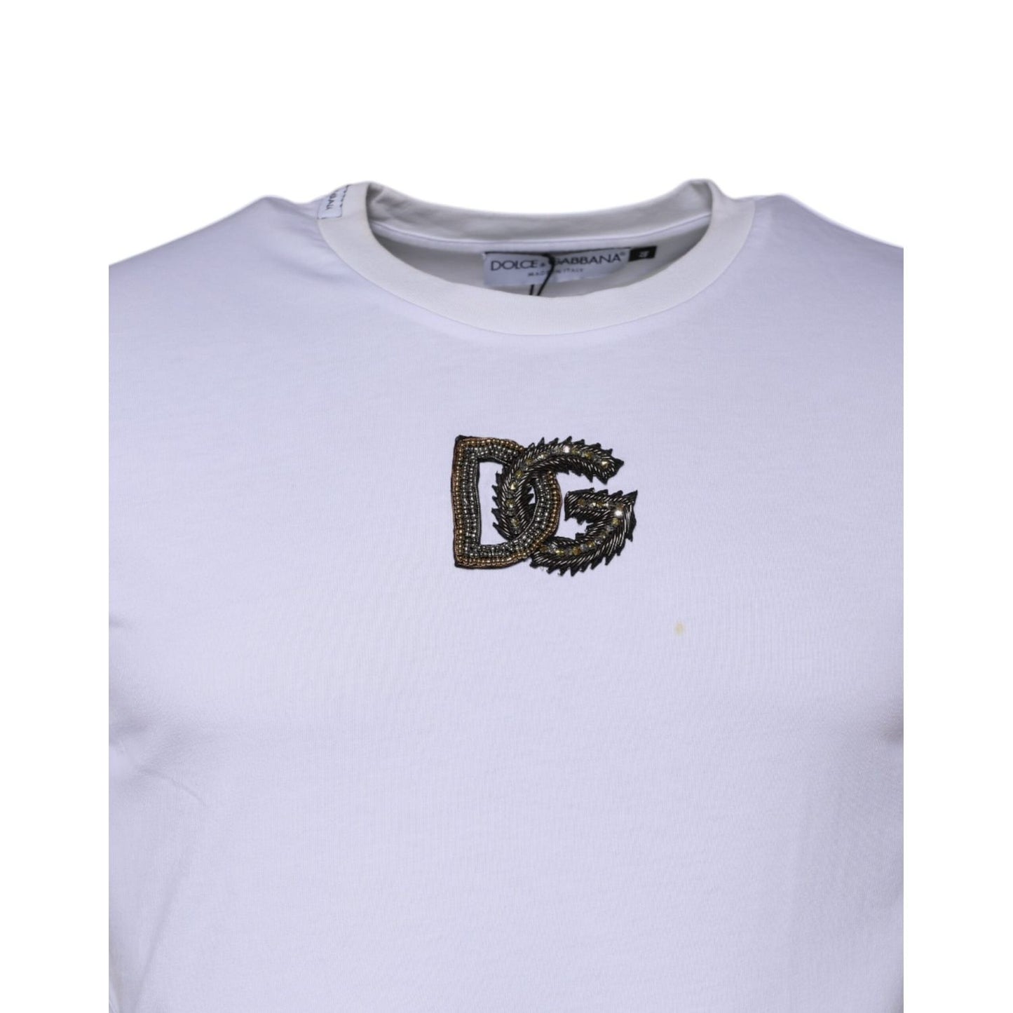 Dolce & Gabbana White DG Logo Cotton Crew Neck T-shirt