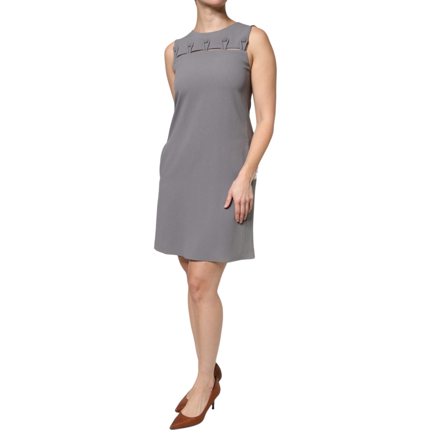 Emporio Armani Gray Round Neck Sleeveless A-line Mini Dress