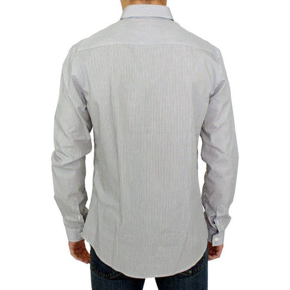 GF Ferre Gray Striped Cotton Casual Shirt