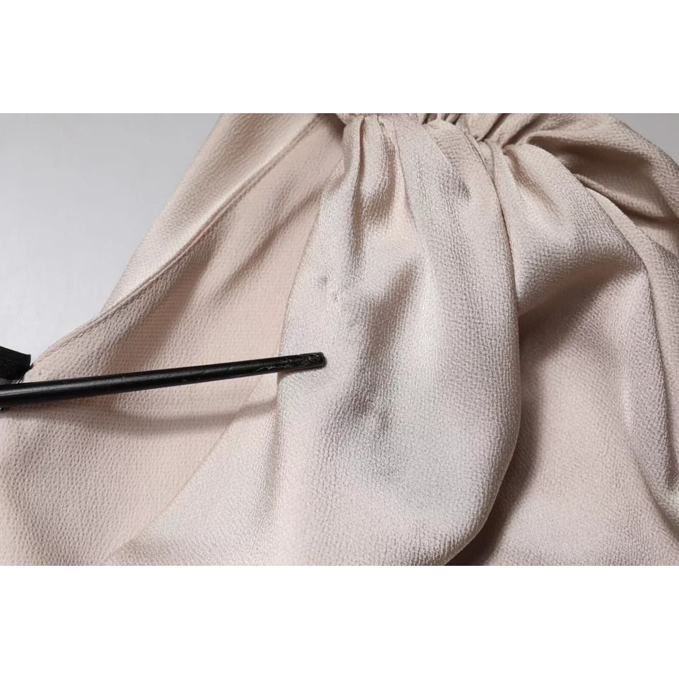 Christian Pellizzari Beige One Shoulder Asymmetric Drape Dress