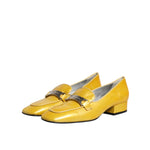 Dolce & Gabbana Yellow Leather Logo Plaque Slip On Mocassin Shoes