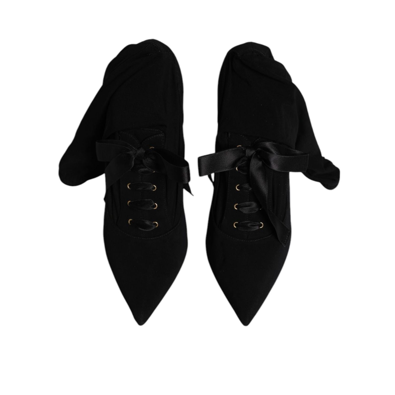 Dolce & Gabbana Black Stiletto Heels Mid Calf Boots Shoes