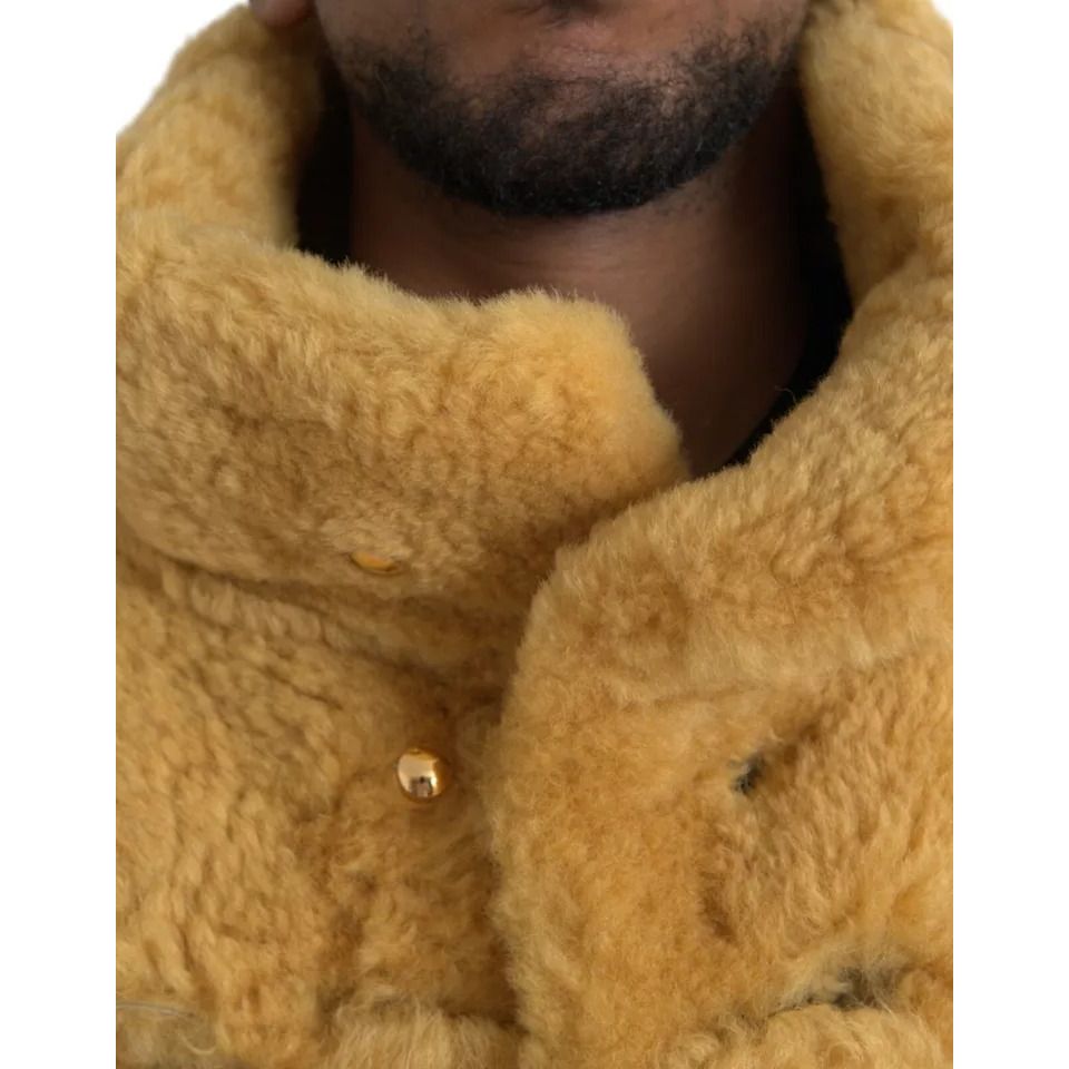 Bottega Veneta Yellow Wool Long Teddy Coat Jacket