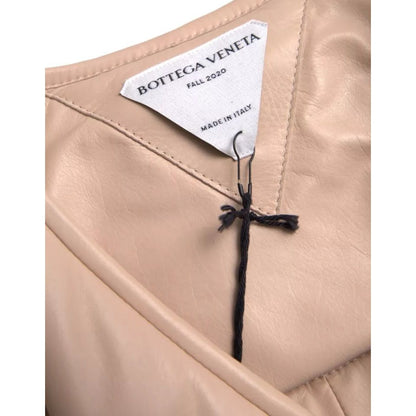Bottega Veneta Beige Quilted Sleeveless Calf Leather Jacket