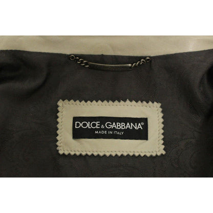 Dolce & Gabbana Beige Leather Jacket Biker Coat Coats & Jackets