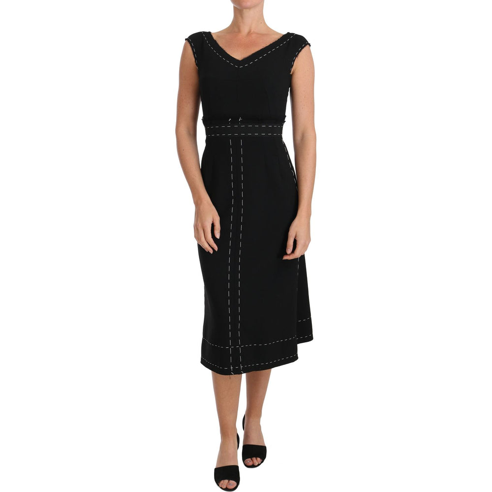 Dolce & Gabbana Elegant Black Sheath Wool Dress Dolce & Gabbana Black