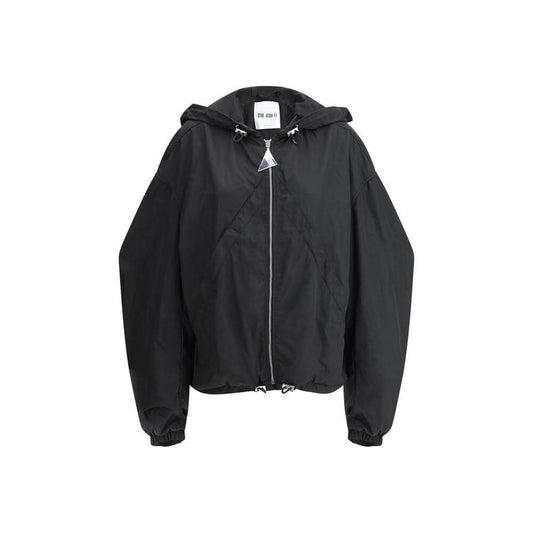 The Attico Nylon Windbreaker Jacket with hood, front zipper, adjustable hem, and two side welt pockets for stylish weather protection.