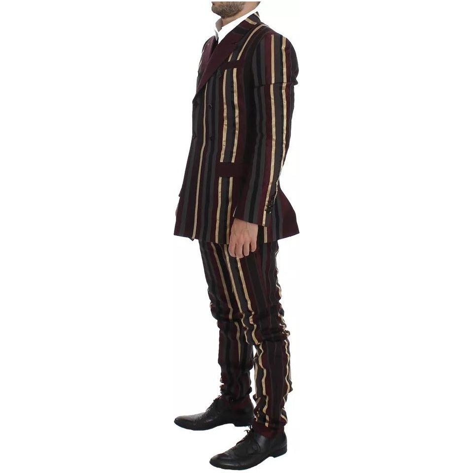Dolce & Gabbana Multicolor Striped Runway 3 Piece Slim Fit Vest Suit SIG12399-48